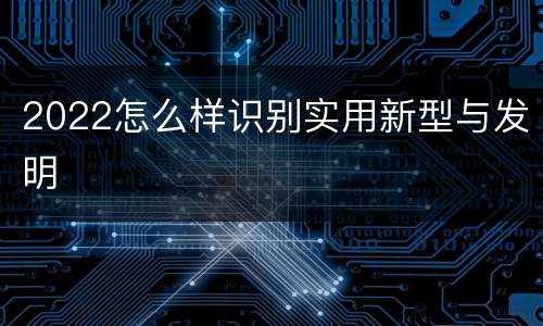 2022怎么样识别实用新型与发明