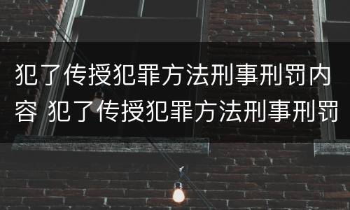 犯了传授犯罪方法刑事刑罚内容 犯了传授犯罪方法刑事刑罚内容怎么写