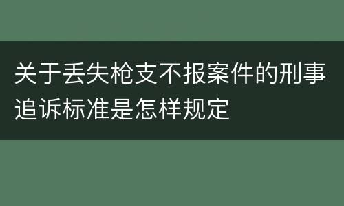 关于丢失枪支不报案件的刑事追诉标准是怎样规定