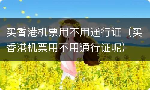 买香港机票用不用通行证（买香港机票用不用通行证呢）
