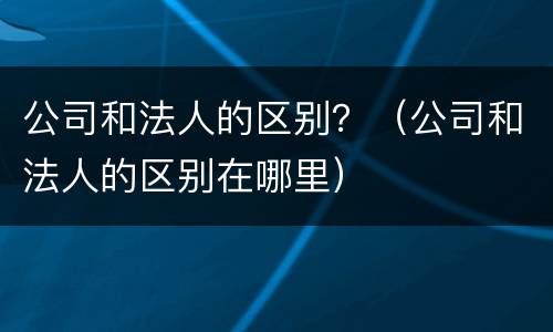公司和法人的区别？（公司和法人的区别在哪里）