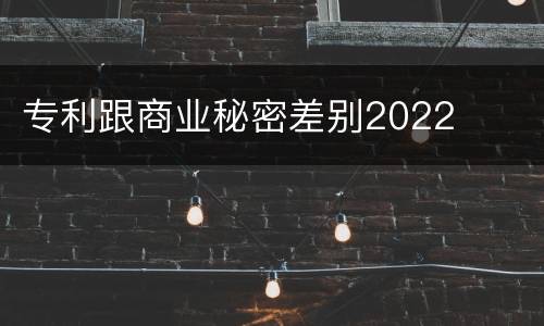 专利跟商业秘密差别2022