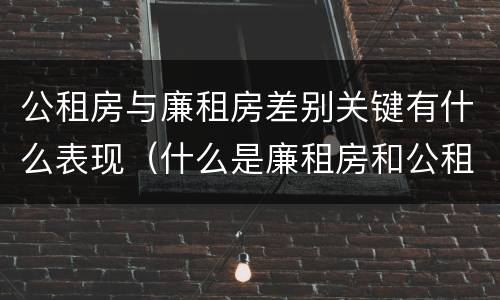 公租房与廉租房差别关键有什么表现（什么是廉租房和公租房两个有什么特点）