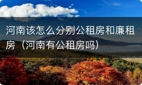 河南该怎么分别公租房和廉租房（河南有公租房吗）
