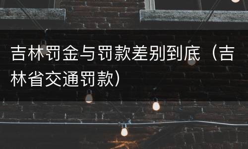 吉林罚金与罚款差别到底（吉林省交通罚款）
