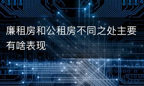 廉租房和公租房不同之处主要有啥表现