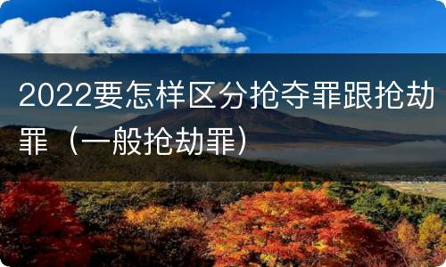 2022要怎样区分抢夺罪跟抢劫罪（一般抢劫罪）