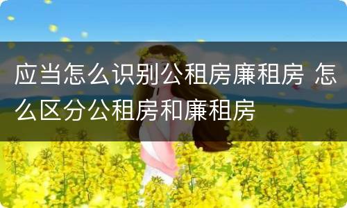 应当怎么识别公租房廉租房 怎么区分公租房和廉租房