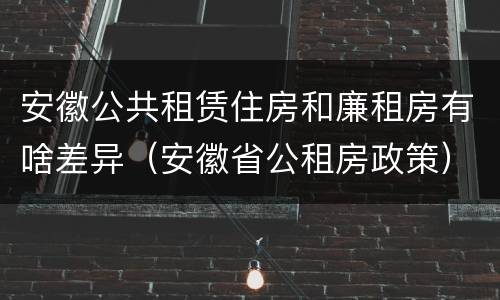 安徽公共租赁住房和廉租房有啥差异（安徽省公租房政策）