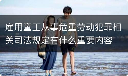 雇用童工从事危重劳动犯罪相关司法规定有什么重要内容