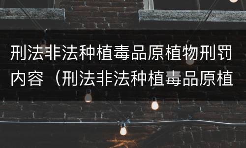 刑法非法种植毒品原植物刑罚内容（刑法非法种植毒品原植物罪）