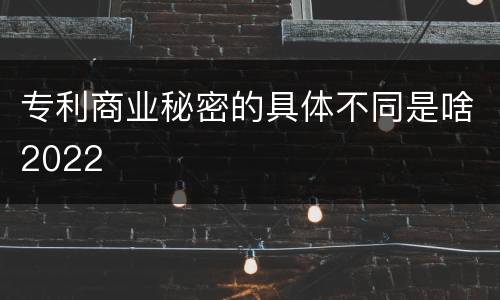 专利商业秘密的具体不同是啥2022
