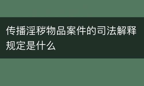 传播淫秽物品案件的司法解释规定是什么
