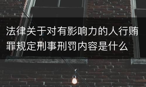 法律关于对有影响力的人行贿罪规定刑事刑罚内容是什么