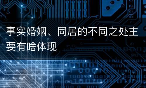 事实婚姻、同居的不同之处主要有啥体现