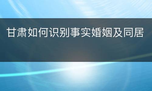 甘肃如何识别事实婚姻及同居