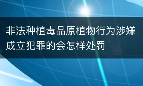 非法种植毒品原植物行为涉嫌成立犯罪的会怎样处罚