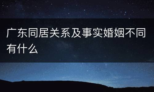 广东同居关系及事实婚姻不同有什么