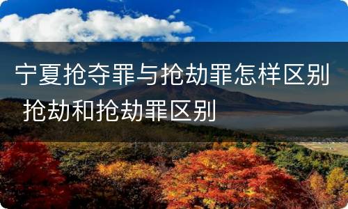 宁夏抢夺罪与抢劫罪怎样区别 抢劫和抢劫罪区别