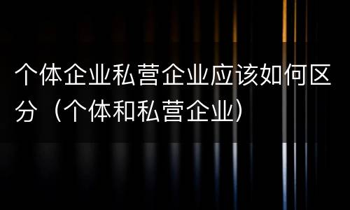 个体企业私营企业应该如何区分（个体和私营企业）