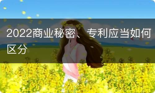 2022商业秘密、专利应当如何区分