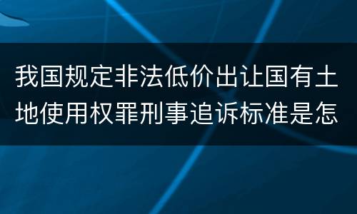 我国规定非法低价出让国有土地使用权罪刑事追诉标准是怎么样规定