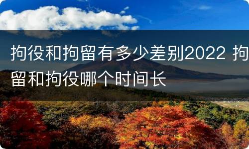 拘役和拘留有多少差别2022 拘留和拘役哪个时间长