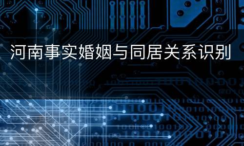 河南事实婚姻与同居关系识别