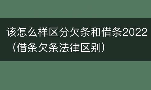 该怎么样区分欠条和借条2022（借条欠条法律区别）
