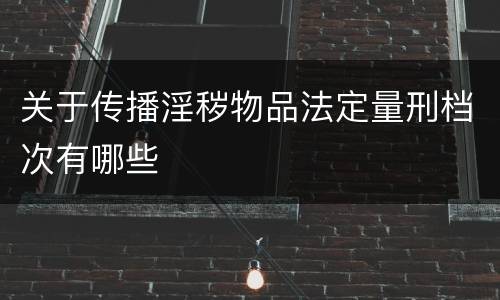 关于传播淫秽物品法定量刑档次有哪些