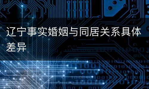 辽宁事实婚姻与同居关系具体差异