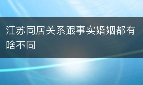 江苏同居关系跟事实婚姻都有啥不同