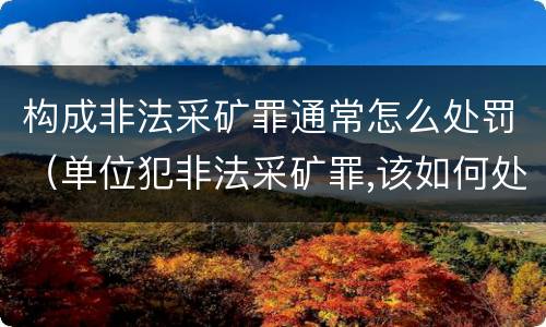 构成非法采矿罪通常怎么处罚（单位犯非法采矿罪,该如何处罚?）