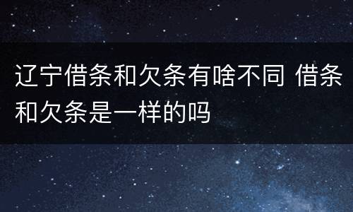 辽宁借条和欠条有啥不同 借条和欠条是一样的吗