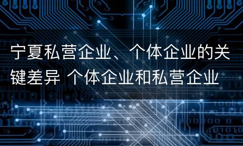 宁夏私营企业、个体企业的关键差异 个体企业和私营企业