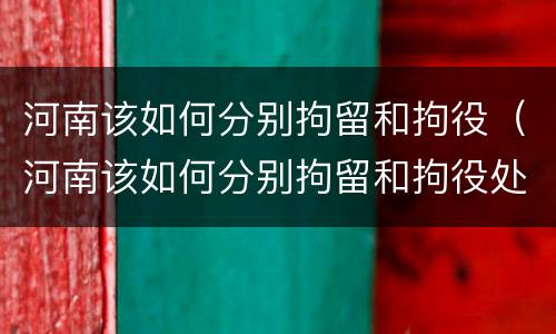 河南该如何分别拘留和拘役（河南该如何分别拘留和拘役处罚）