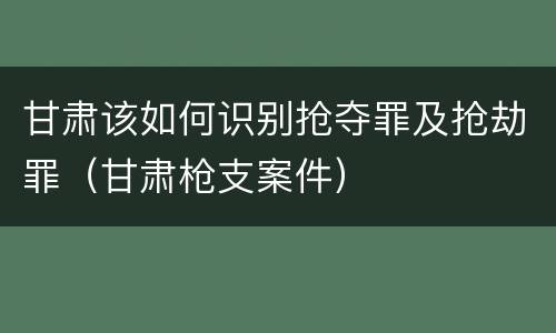 甘肃该如何识别抢夺罪及抢劫罪（甘肃枪支案件）