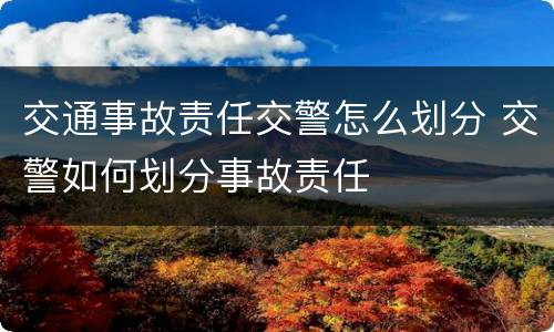 交通事故责任交警怎么划分 交警如何划分事故责任