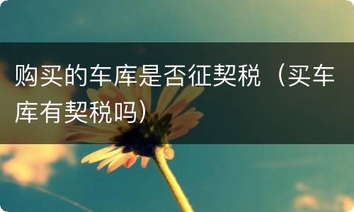 购买的车库是否征契税（买车库有契税吗）