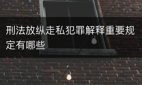 刑法放纵走私犯罪解释重要规定有哪些