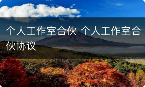 个人工作室合伙 个人工作室合伙协议