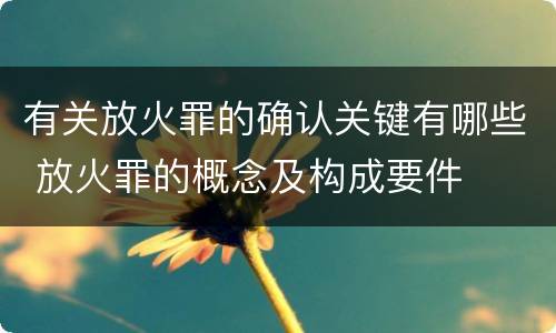 有关放火罪的确认关键有哪些 放火罪的概念及构成要件
