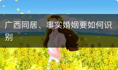 广西同居、事实婚姻要如何识别