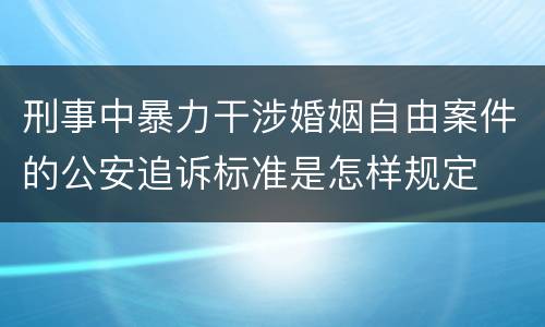 刑事中暴力干涉婚姻自由案件的公安追诉标准是怎样规定