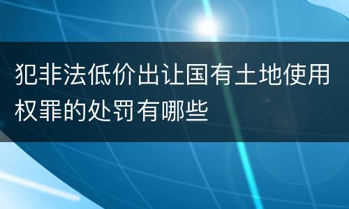 犯非法低价出让国有土地使用权罪的处罚有哪些