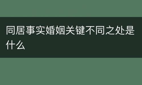 同居事实婚姻关键不同之处是什么