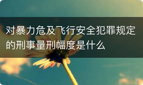 对暴力危及飞行安全犯罪规定的刑事量刑幅度是什么