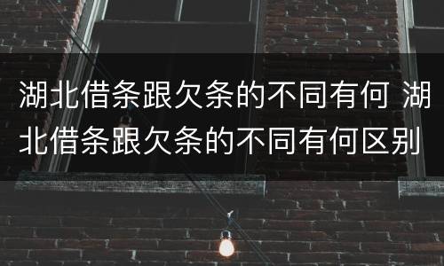 湖北借条跟欠条的不同有何 湖北借条跟欠条的不同有何区别