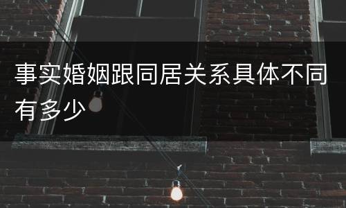 事实婚姻跟同居关系具体不同有多少