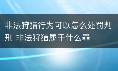 非法狩猎行为可以怎么处罚判刑 非法狩猎属于什么罪
